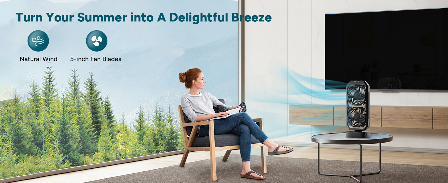 Настільний вентилятор DR.PREPARE: компактний, 40 см, 3 швидкості, осциляція 105°, таймер, для спальні, офісу, кухні (чорний)