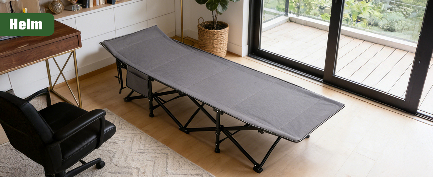 Ліжко кемпінгове розкладне Sekey XXL 190x71x35 см, сталеві труби, Oxford, сіре - для риболовлі та кемпінгу