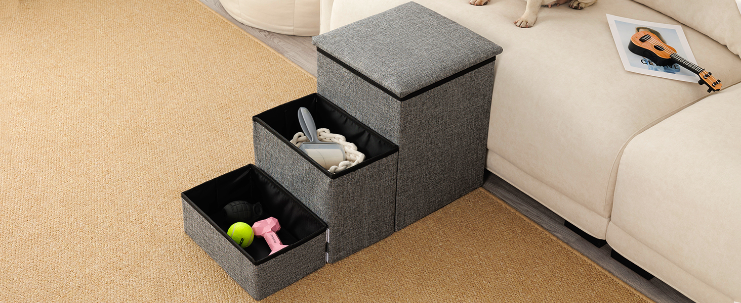 Сходинки для собак FurryPaws: 3-ступенева переносна драбинка для собак до ліжка та дивана, антиковзаюча, для маленьких та великих собак, ідеальна для подорожей