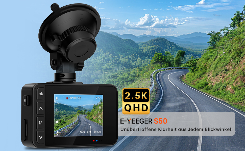 Відеореєстратор у машину Dashcam Auto з двома камерами, 2.5K+1080P, IPS-дисплей, G-сенсор, 170° кут огляду, паркувальний режим, циклічна запис, нічне бачення, карта 32GB
