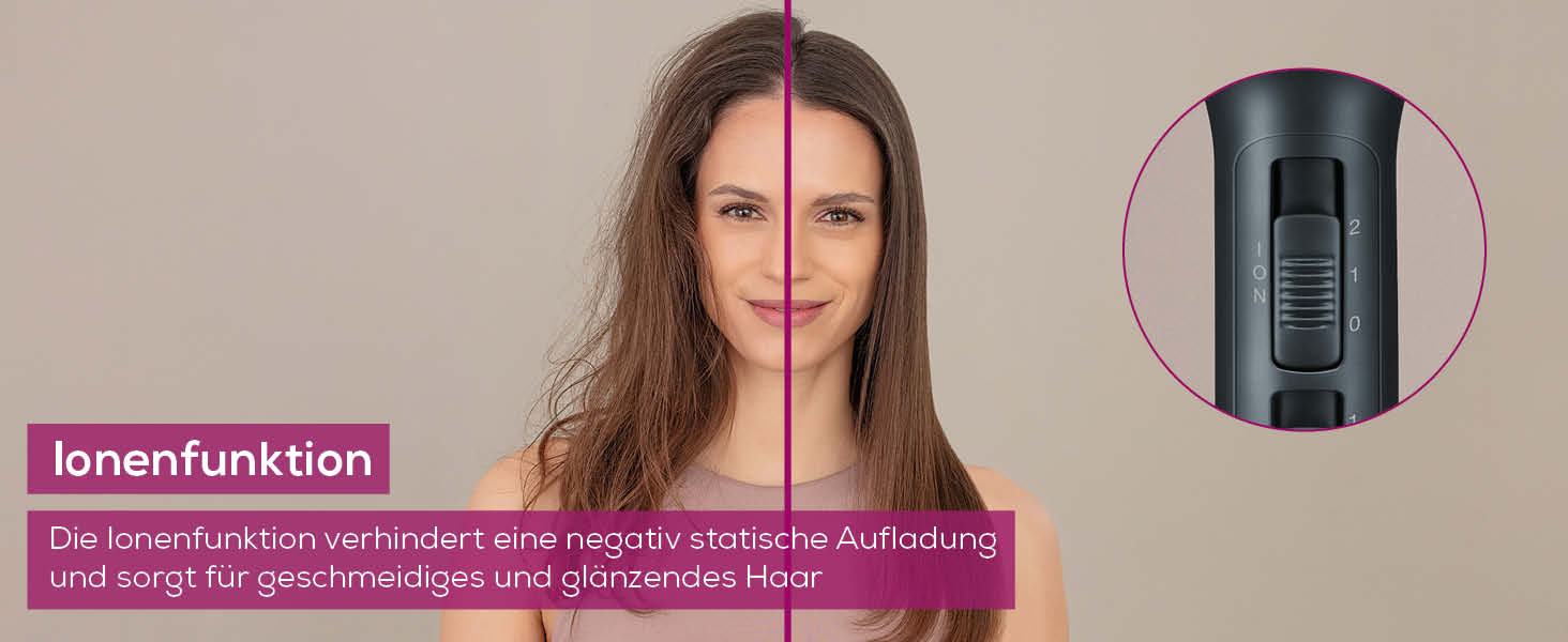 Фен Beurer HC 50 Ionen 2200 Вт з іонізацією, насадка для укладки та дифузор для об'єму