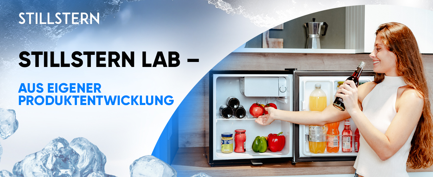 Міні-холодильник Stillstern E 45L з автоматичною відтавкою, замком, морозильною камерою, тихий, для кухні, офісу, спальні, готелів та маленьких квартир. Холодильник, міні-бар, R600A, чорний