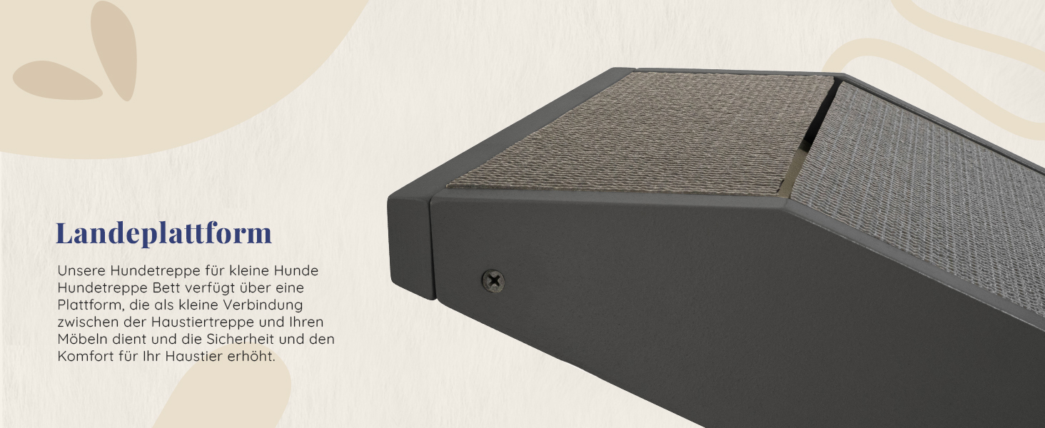 Сходинки для собак на ліжко та диван 2-в-1 - регульована рамка для собак, 18-50 см - для маленьких собак - легкі сходинки з платформою, натуральне дерево (чорний)