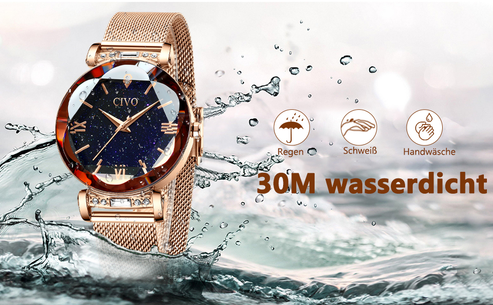 Жіночий годинник CIVO: водостійкий, мінімалістичний, кварцовий, кварцовий годинник для жінок (Y-3 рожеве золото)