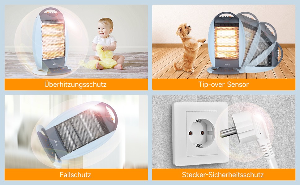 Обігрівач Halogen Homelux з 3 режимами нагріву, 1200W, без шуму, захист від перегріву
