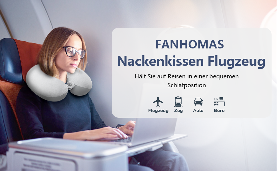 Подушка для шиї у вигляді U Travel Neck Pillow з Memory Foam, для подорожей, автомобіля, офісу, з маскою для сну та навушниками, доросла, двошарова кругла