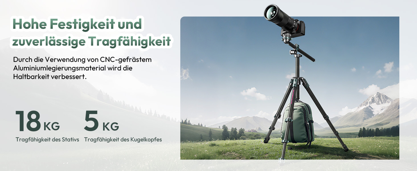 Штатив для камери ULANZI JJ05 GlideGo 184 см з карбону, складаний, з поворотним центральним стовпом, легкий, для DSLR, 360° кульковий голівкою, швидка пластина, вантажопідйомність 18 кг