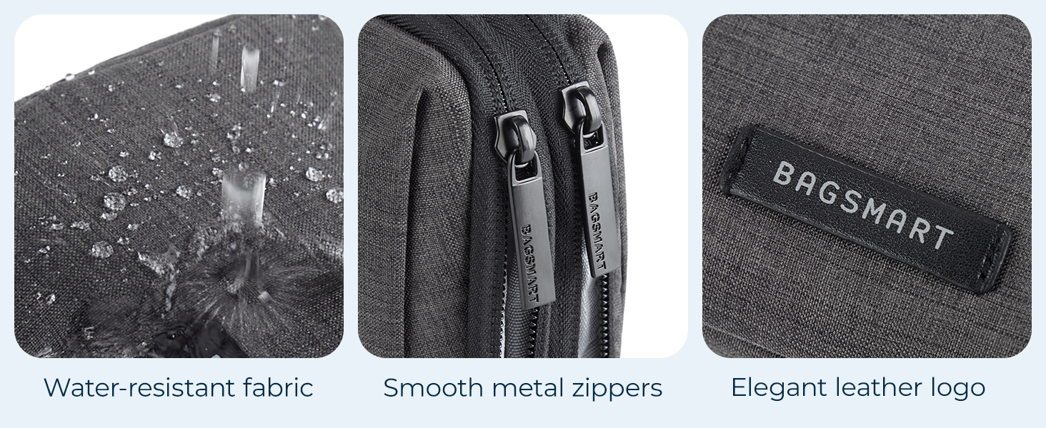 Органайзер для кабелів та електроніки BAGSMART: водонепроникна сумка-органайзер для подорожей, чорний