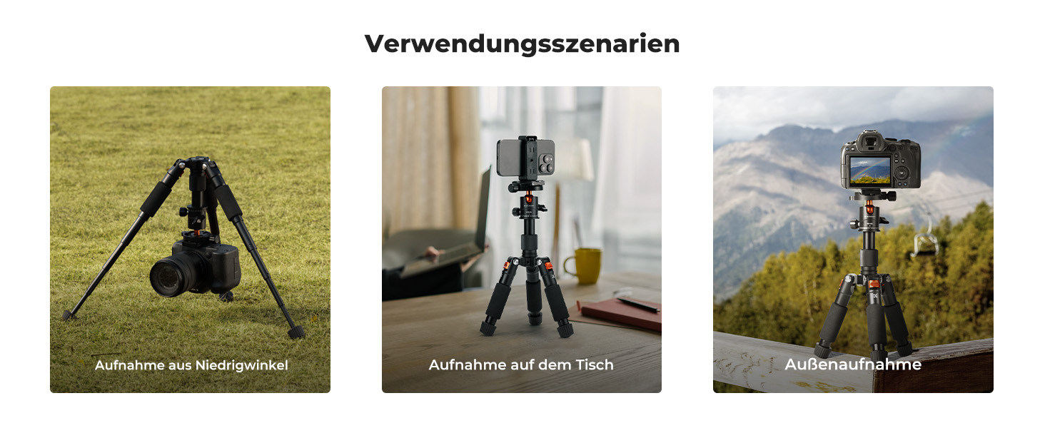 Міні штатив K&F Concept S225A1+BH-25: компактний штатив для камери з кульковою головкою 360°, 52 см, з тримачем для телефону, для Canon/Sony/Nikon/Fujifilm, до 6 кг