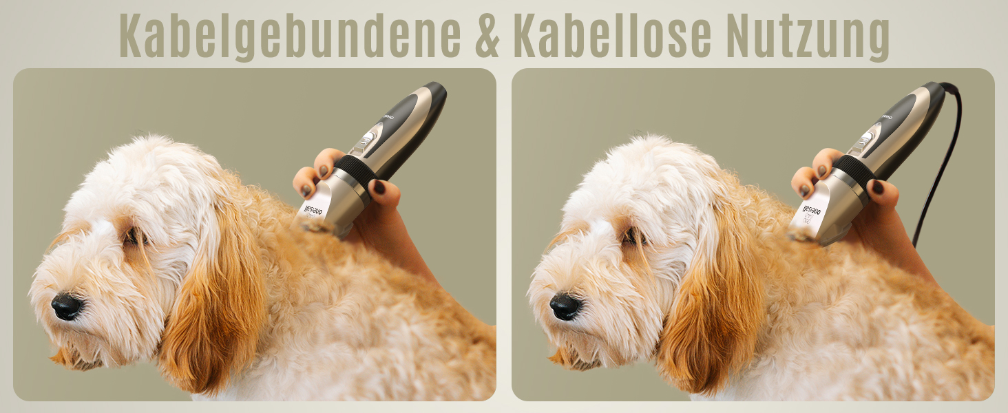 Oneisall Professional Pet Hair Clipper - Cordless Dog & Cat Grooming Kit - Electric Hair Trimmer with Gold Finish