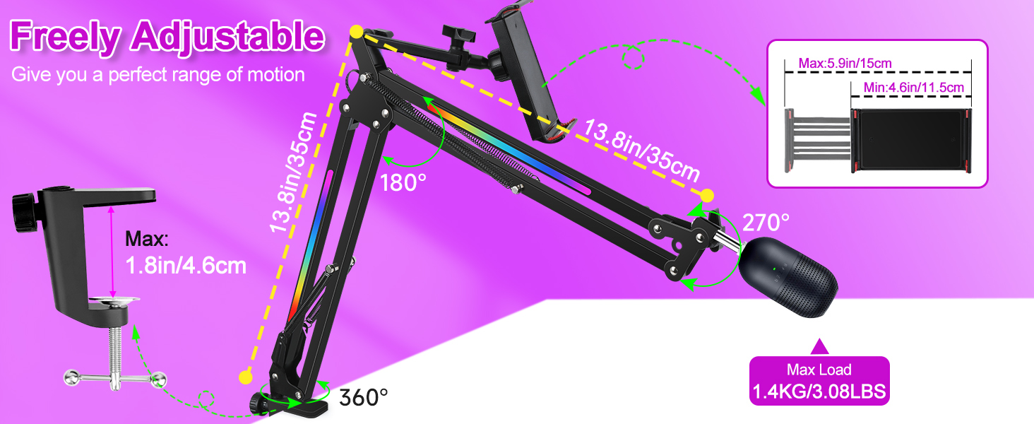 Кріплення для мікрофона YOUSHARES RGB, сумісне з Seiren Mini, V3 Mini/Chroma, Razer Seiren V2 X/Pro, Seiren X