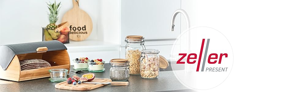 Блокнот для хліба Zeller 25365, бамбук/метал, 39 x 27 x 19 см, для зберігання хліба, стильний, безпечний для продуктів харчування