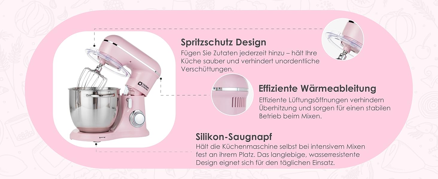 Кухонний комбайн Kitchen in the box: 6 л, 1300 Вт, 10+ швидкостей, з набором насадок (крюк, віночок, гак)