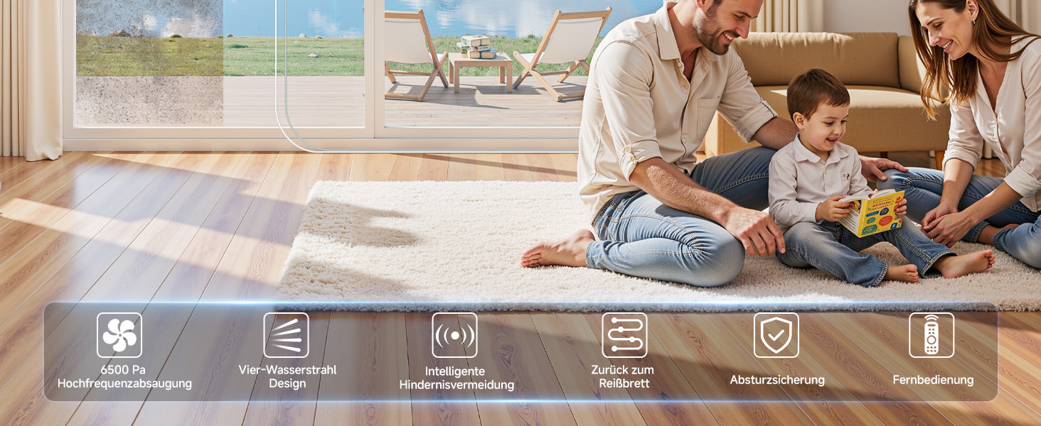Робот для миття вікон Fensterputzroboter 6500 Pa: з розпилювачем, плануванням маршруту, резервуаром 80 мл, 8 рівнями безпеки та датчиком краю, для внутрішніх та зовнішніх вікон