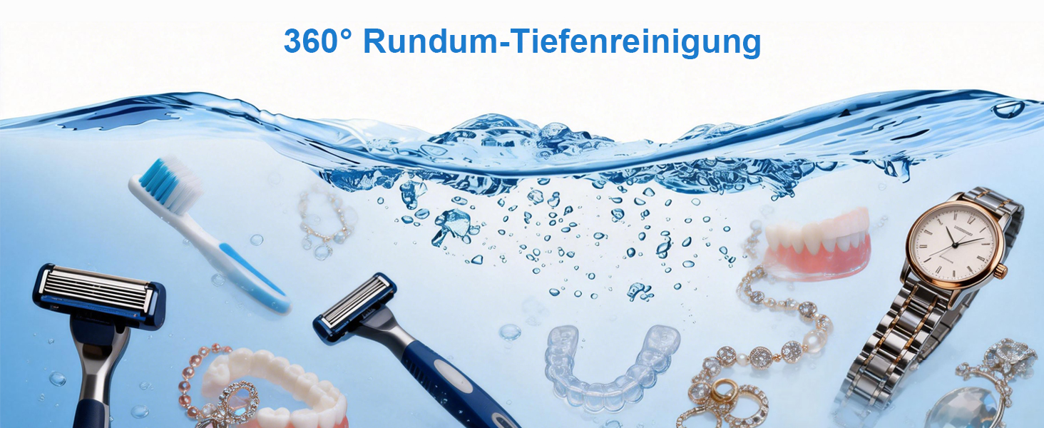 Ультразвуковий очищувач 45000 Гц з УФ-дезінфекцією 220 мл для зубних протезів, брекетів, ювелірних виробів - білий