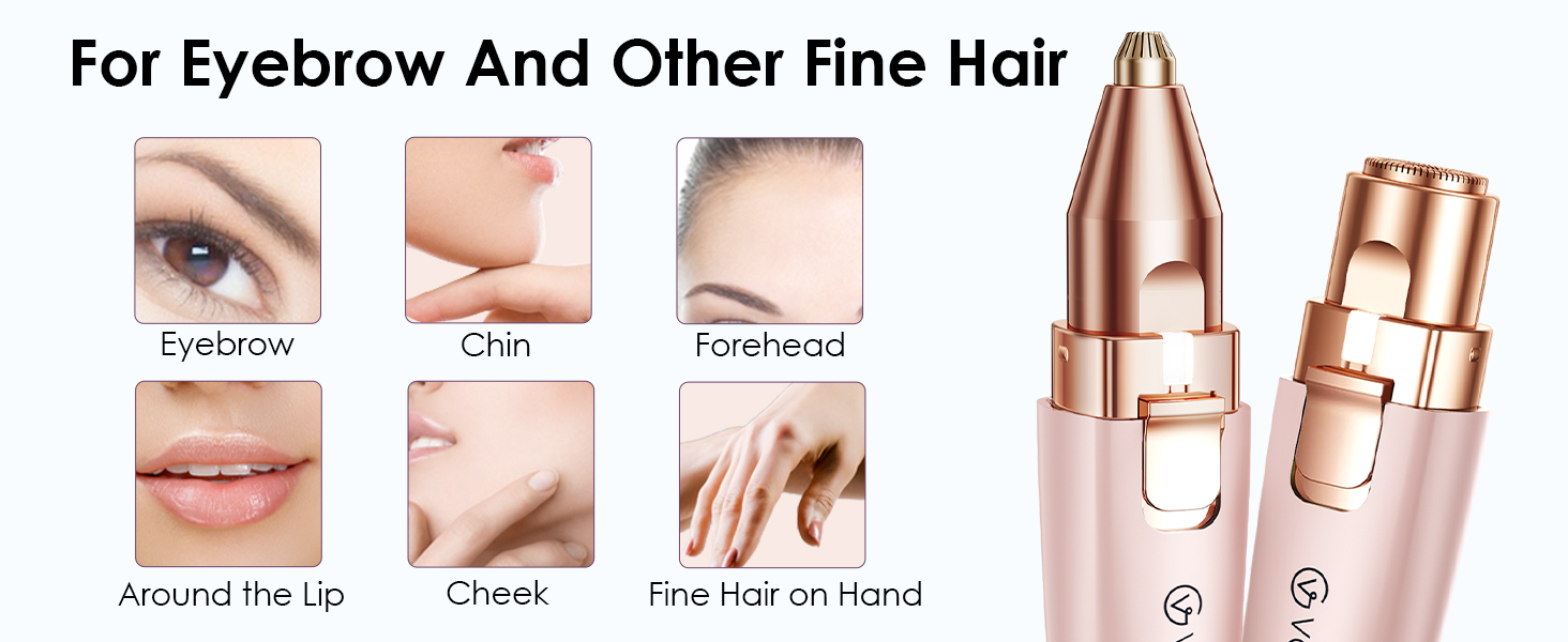 Триммер для обличчя та брів 2-в-1 VG VOGCREST з LED-підсвічуванням (Рожеве золото)