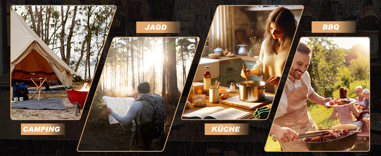 Ніж кухарський Golden Bird, 20 см, з вуглецевої сталі, з ергономічною ручкою з дерева, для кухні, гриля та відпочинку на природі
