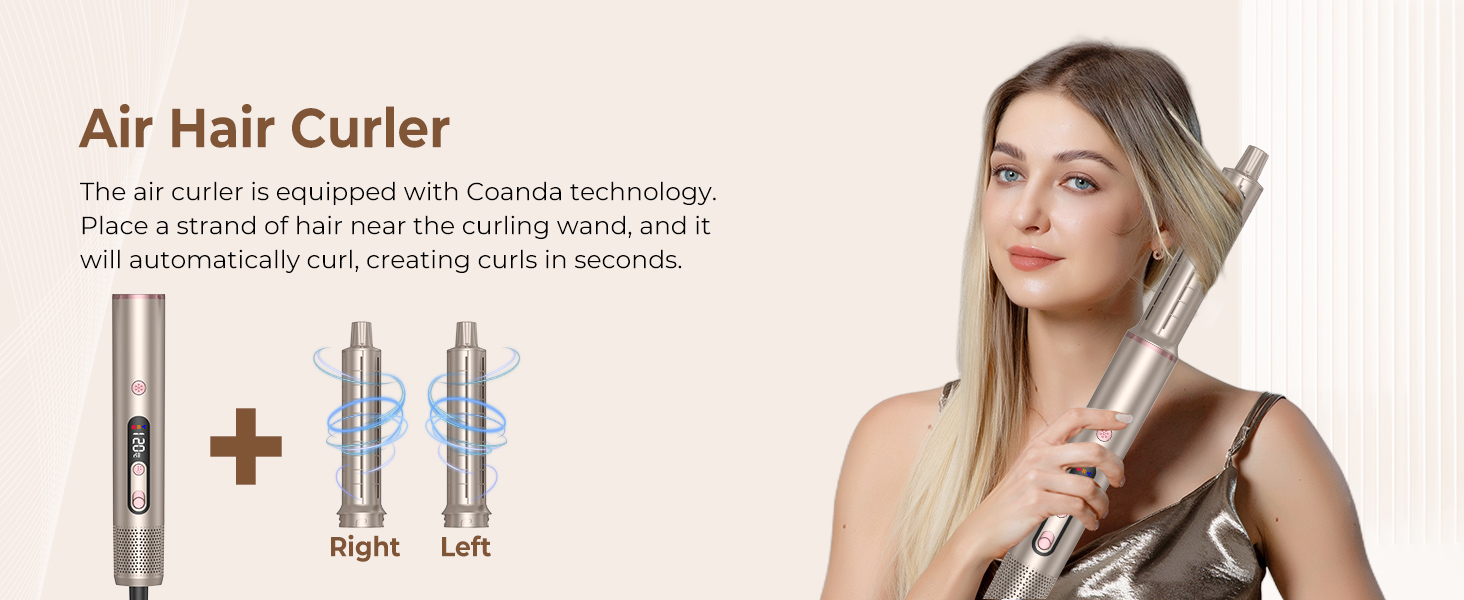 UKLISS Airstyler Pro 7 в 1: професійний фен-щітка з іонізацією, 1400W, для створення локонів, випрямлення та сушіння волосся (Золотий)