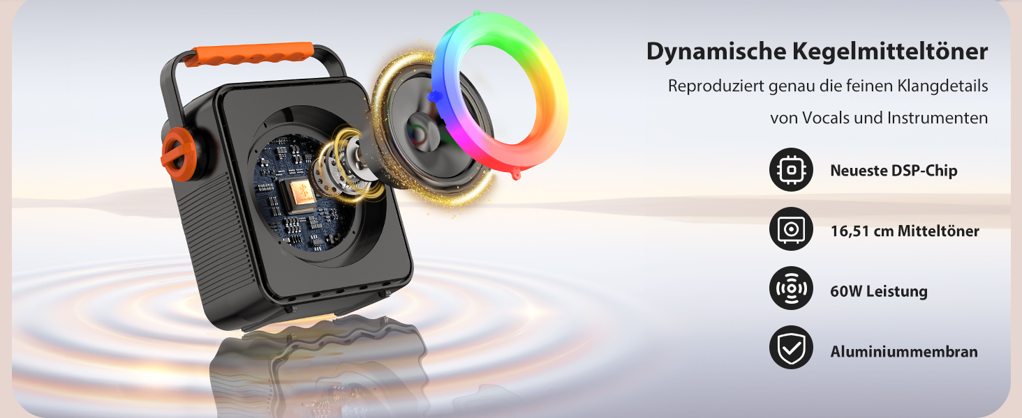 Машина караоке з 2 бездротовими мікрофонами, портативна Bluetooth 5.3 караоке-система, динамік з RGB-підсвічуванням, караоке-система для дому та вечірок, модель S66-new