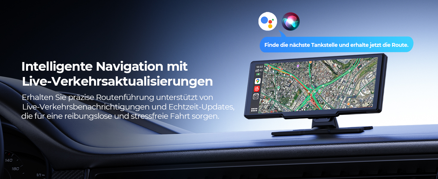 Krunia 8.1'' Бездротовий портативний CarPlay-екран 60FPS для Apple CarPlay та Android Auto з OTA-оновленнями, камерою заднього виду, Mirror Link, Bluetooth, голосовим керуванням та GPS-навігацією