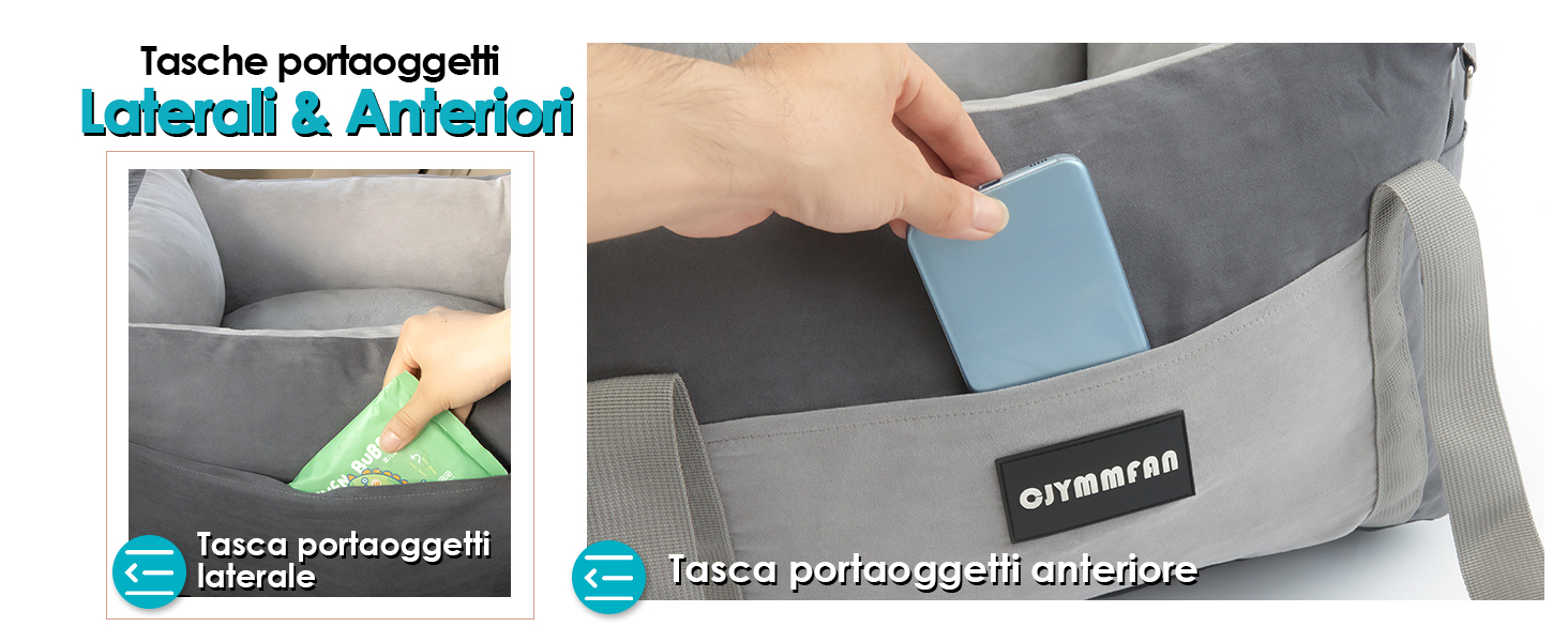 Portable Dog Car Seat for Small & Medium Dogs Under 15KG - Washable & Secure Travel Bed with Storage Pockets