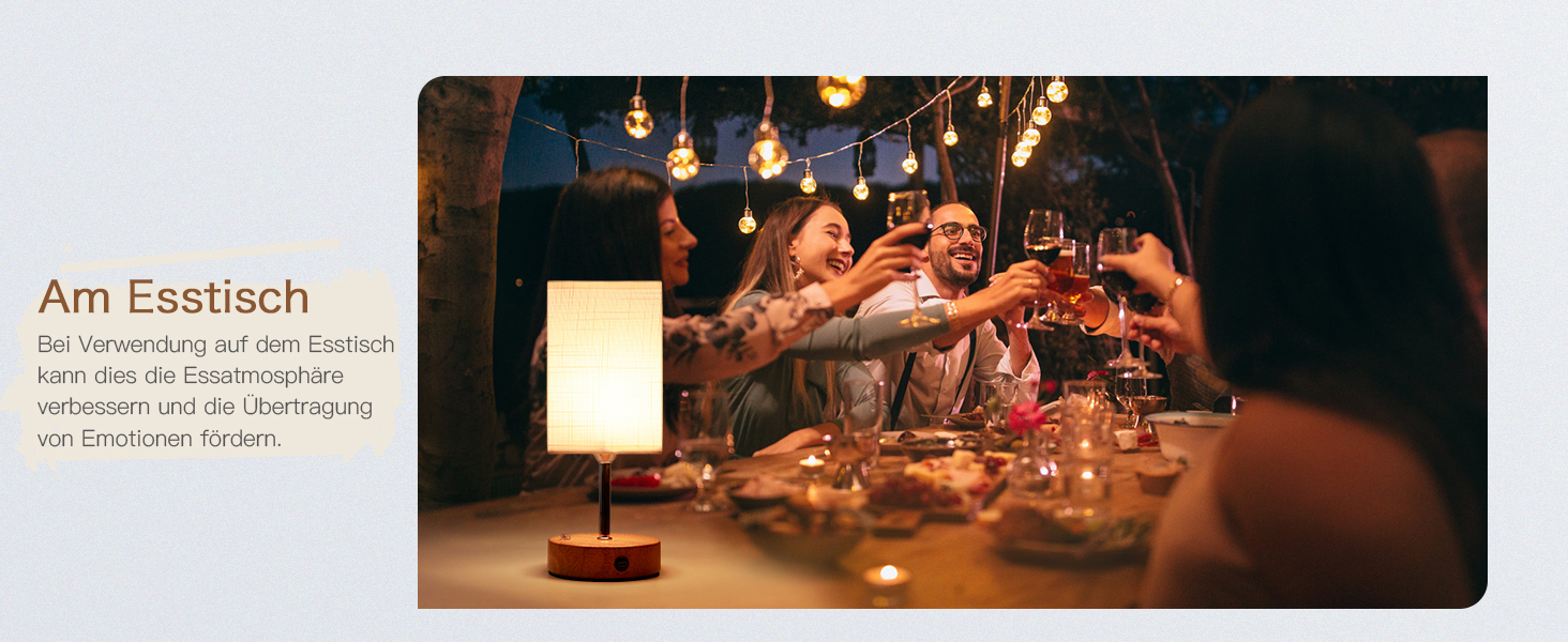 Бездротова настільна лампа TRUMPETS з акумулятором, сенсорне керування, регулювання яскравості, 3 колірні температури, USB-C, 6000mAh, для вітальні/спальні