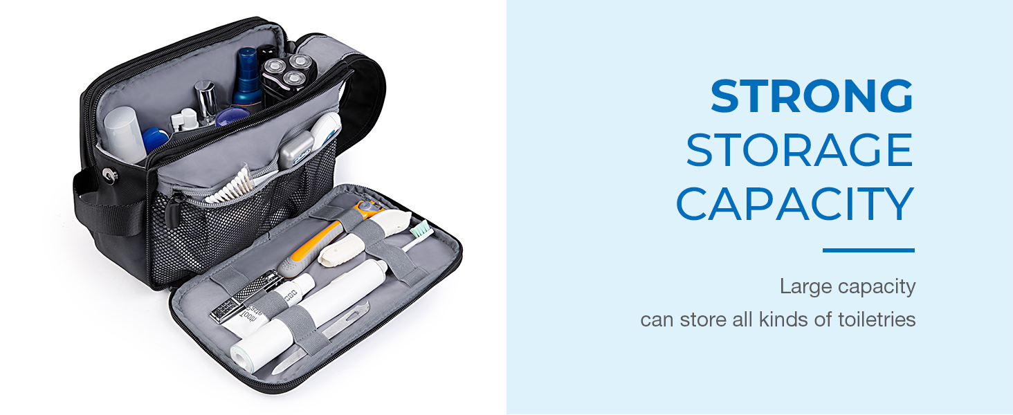 Чоловіча туалетна косметичка BAGSART для подорожей, 5L, темно-сіра (Basic, шкіряна фольга)