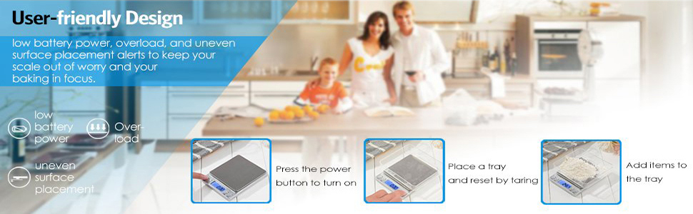 Кухонні ваги 3000г з LCD-дисплеєм та функцією тарування, для їжі та ювелірних виробів, з нержавіючої сталі