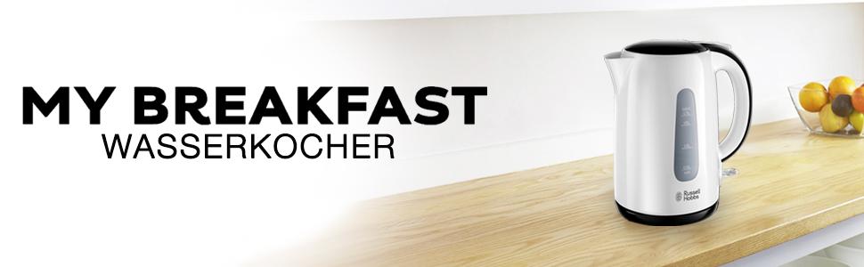 Електричний чайник Russell Hobbs My Breakfast 1.7л, 2200W з прихованим нагрівачем та фільтром від накипу