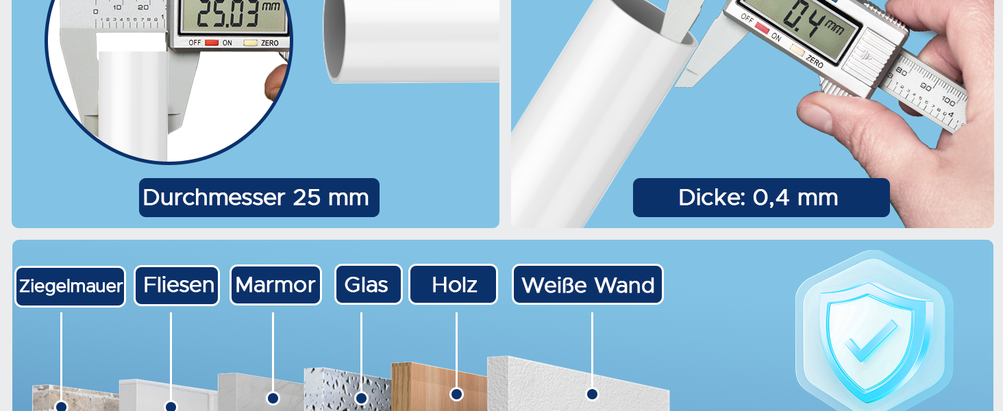 Штанга для карнизів без свердління, біла, 71-155 см, Ø 25 мм, телескопічна, для штор, душової завіси та гардеробу