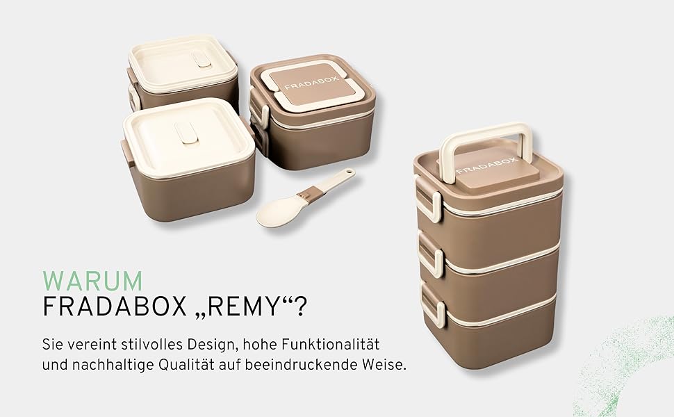 Бенто-бокс 'Remy' 2100мл, 3 секції з відділеннями та столовим прибором, преміум-якість, нержавіюча сталь, BPA-free, велика ланчбокс для дорослих, для Meal Prep, миється в посудомийній машині та підходить для мікрохвильової печі