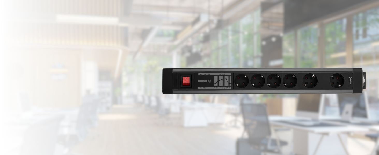Многофункціональна мережева розетка REV SupraGuard 4-fach з вимикачем, 2.5м кабелю, захистом від перенапруги та фільтром, антрацит-чорний
