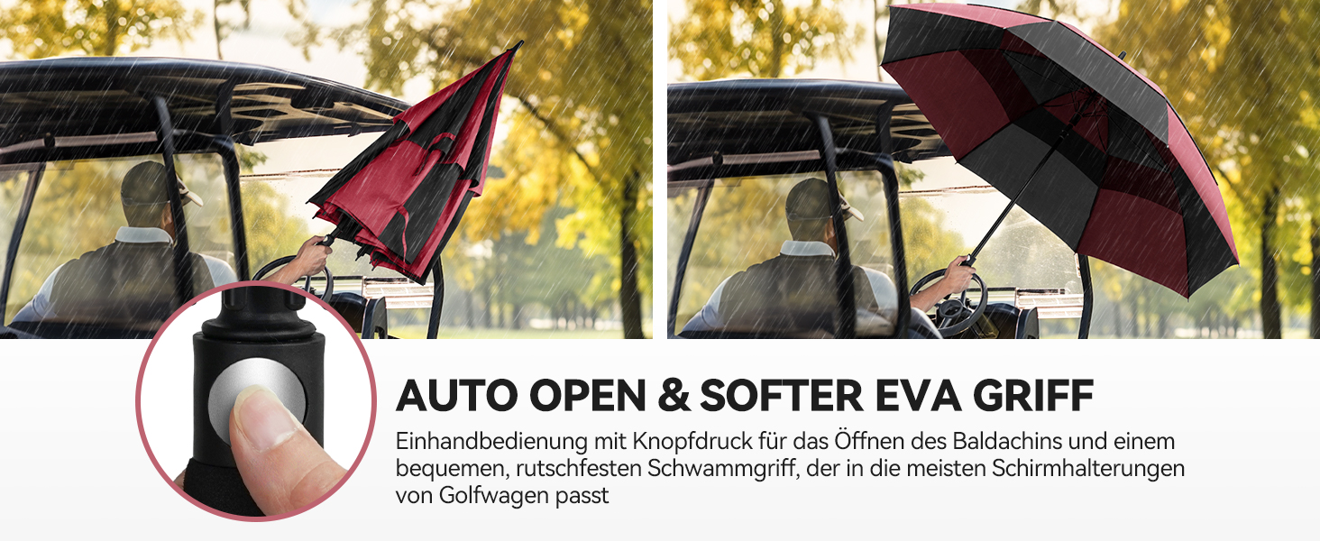 TECKNET Головний парасолька велика XXL, гольф-парасолька 68 дюймів, стійка до вітру, з подвійною конструкцією, вентильована, з великою ручкою EVA, для жінок та чоловіків, чорна та червона, діаметр 150 см