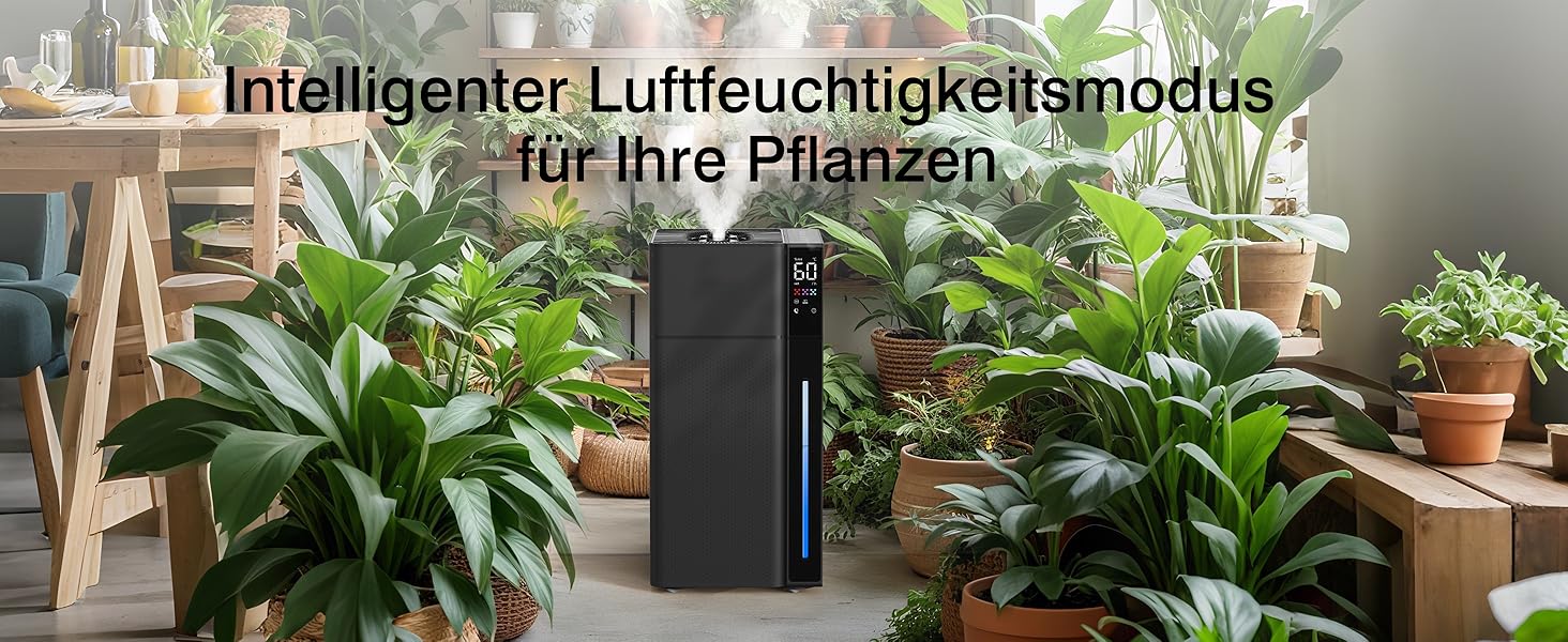 Зволожувач повітря для великих приміщень 20L, теплий та холодний туман, зволожувач до 280м², 360° ультразвуковий зволожувач, для спальні/вітальні/офісу/рослин/комерційного використання, чорний