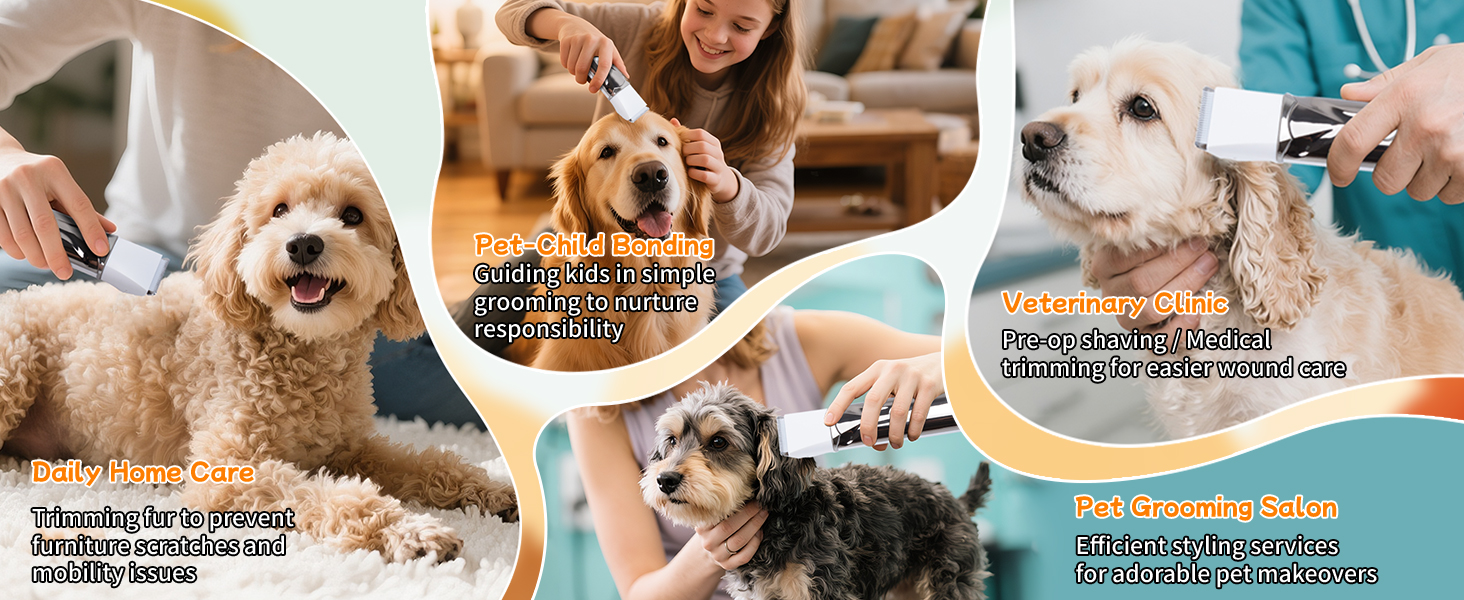 Набір для стрижки собак 4 в 1 Ninonly: тиха, акумуляторна машинка для собак та котів з 4 насадками для тіла, лап, очей та вух. Тример для лап. Чорний колір.