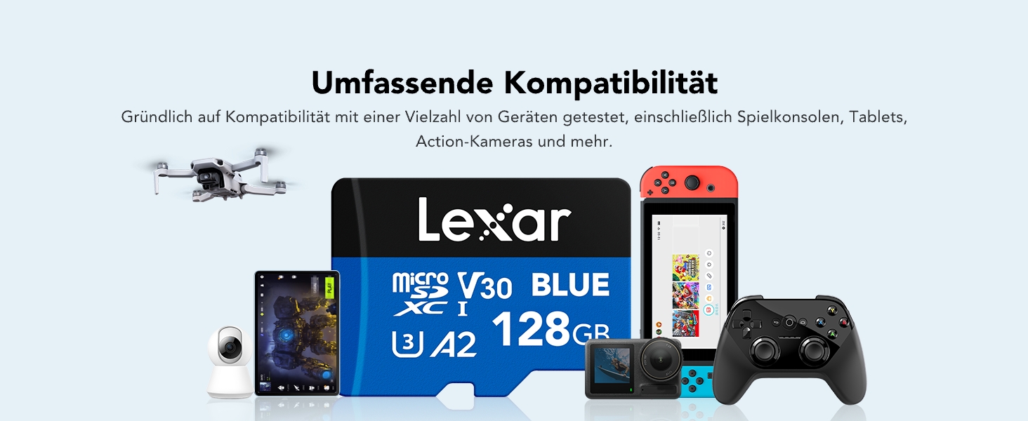 Карта пам'яті MicroSDXC Lexar Blue 256GB (2 шт в упаковці), швидкість до 160 МБ/с, UHS-I