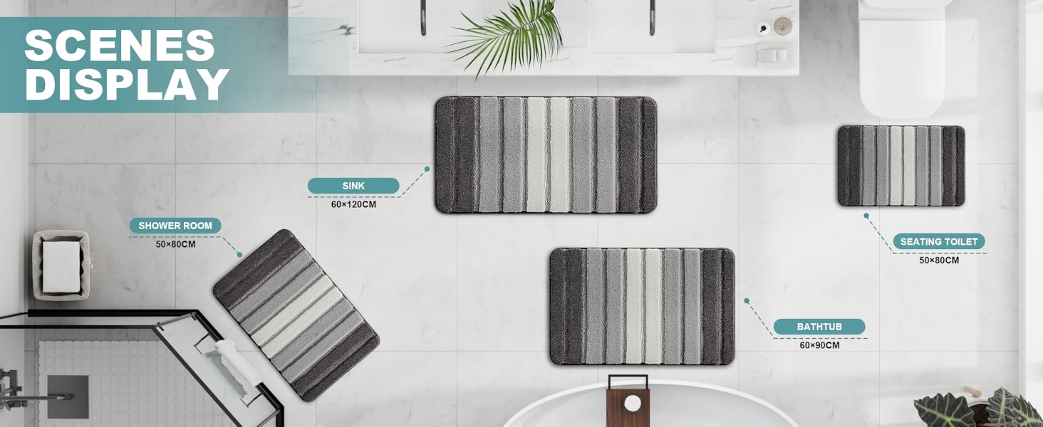 Килимок для ванної кімнати Wyewye з мікрофібри, 40 x 60 см, сірий - супер вбираючий