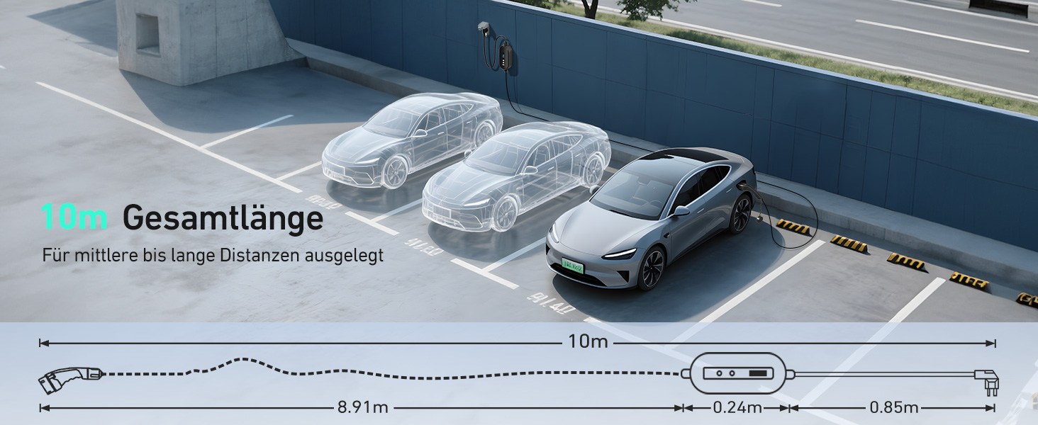 Кабель для зарядки електромобіля EVJUICION Typ 2 Schuko, 3.68kW, 6м, 6-16A, IP67. Підходить для ID.3, ID.4, X1, Model Y/3 та інших PHEV/EV