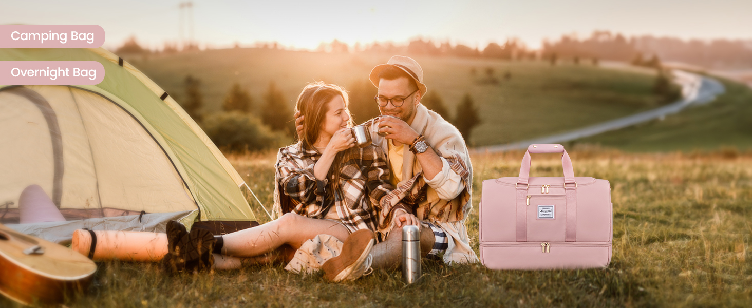 LOVEVOOK спортивна дорожня сумка 50 л для жінок, з відділенням для взуття та вологих речей, водонепроникна тренувальна сумка з косметичкою, ручна поклажа для подорожей і спортзалу, чорна