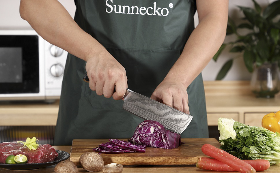 Ніж кухарський Sunnecko 18 см з дамаської сталі, 73 шари, професійний, для м'яса, з ергономічною ручкою