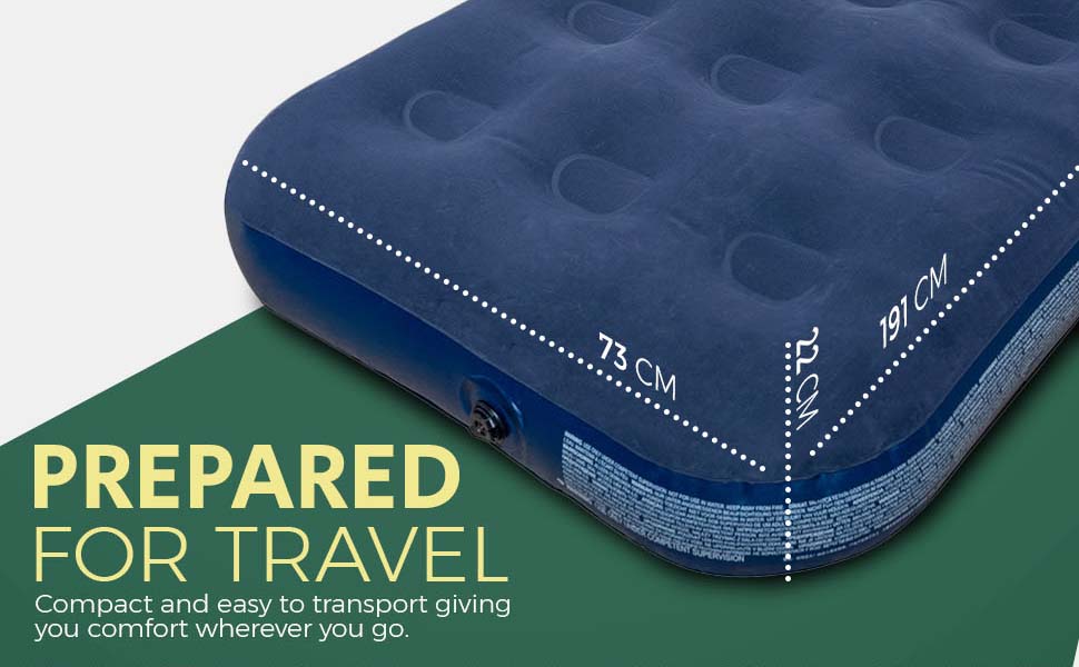 Надувне двомісне кемпінгове ліжко Green Haven – водонепроникна повітряна матрац, швидко надувається, для кемпінгу та гостей, темно-синій