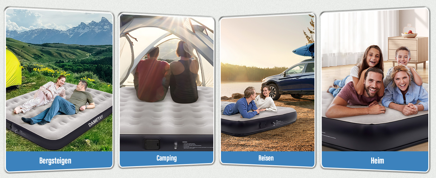 Надувне ліжко для двох осіб з автоматичним накачуванням, 198x152x25 см, Deep Blue