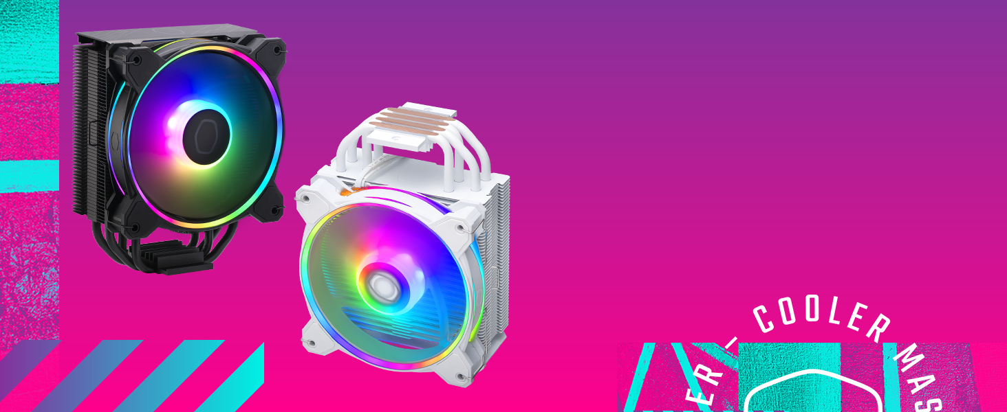 Cooler Master Hyper 212 Halo: Кулер для CPU з RGB підсвічуванням, чорний, LGA1700 & AM5, 4 теплові трубки