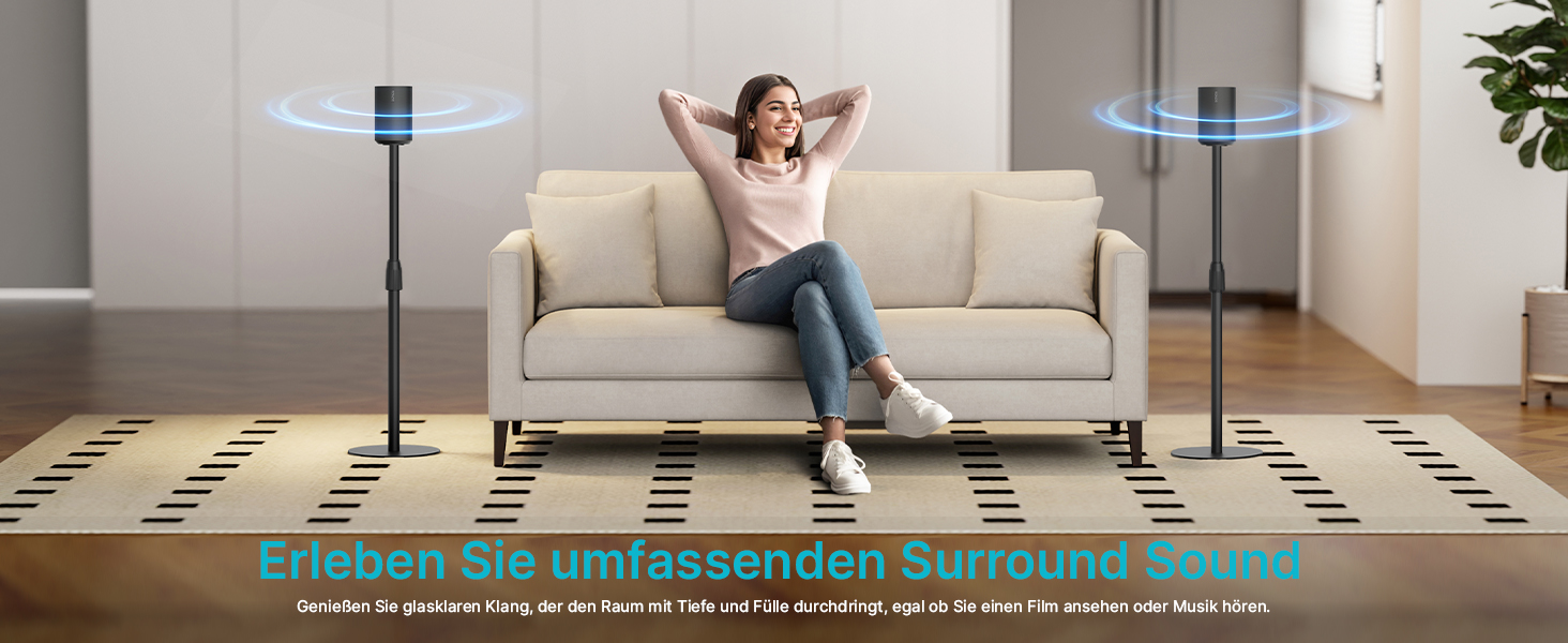 Підлогові стійки для колонок, сумісні з SONOS Era 300 та Era 100, чорні, 2 шт. (до 108 см, 5 кг)