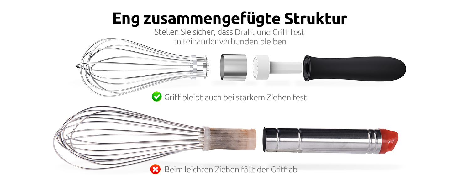 Міксер кухонний U-Taste зі сталі 18/10, 30 см, 12 гнучких дротів, силіконовий грип, для тіста та соусів