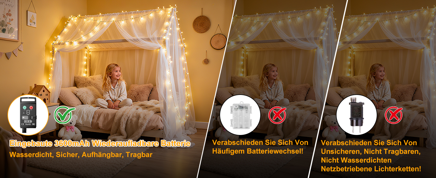 Льодосвітна гірлянда на батарейках, 10м, 100 LED, вологостійка IP44, 8 режимів, з пультом, таймер, для декору саду, вечірки, Нового року