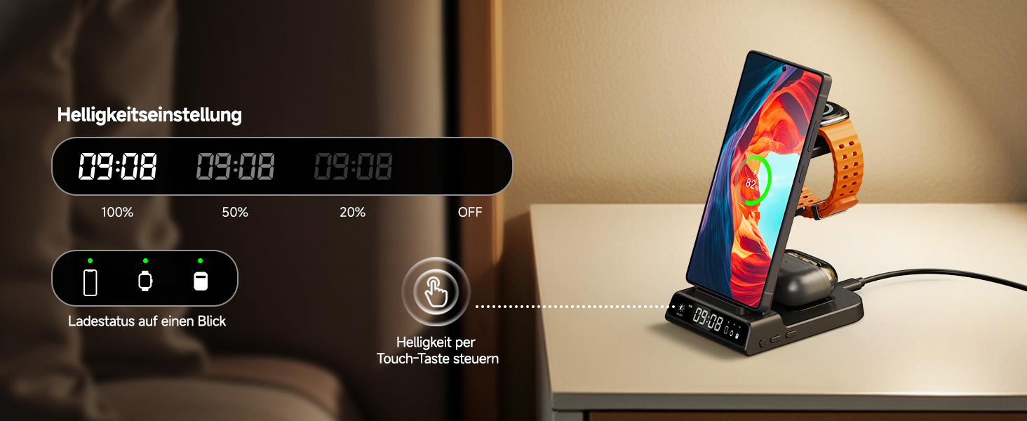 Бездротова зарядка 3-в-1 для Samsung Galaxy S25 Ultra, Watch 8/Ultra/7/6, Buds 3/3 Pro. Чорний колір