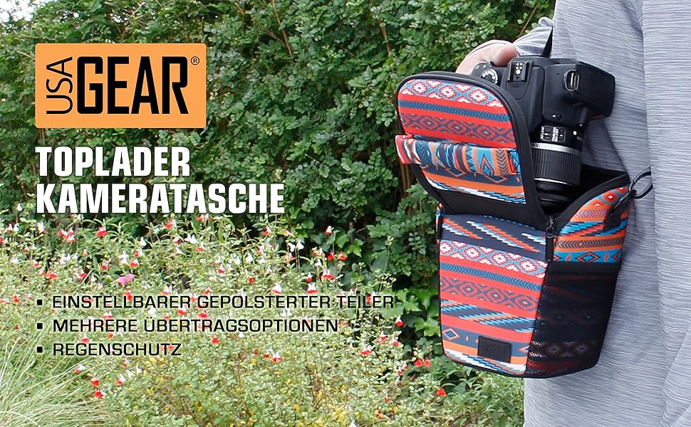 Чохол для камери DSLR USA Gear: зручний, регульований, з підкладкою, для Nikon, Canon, Panasonic, для подорожей