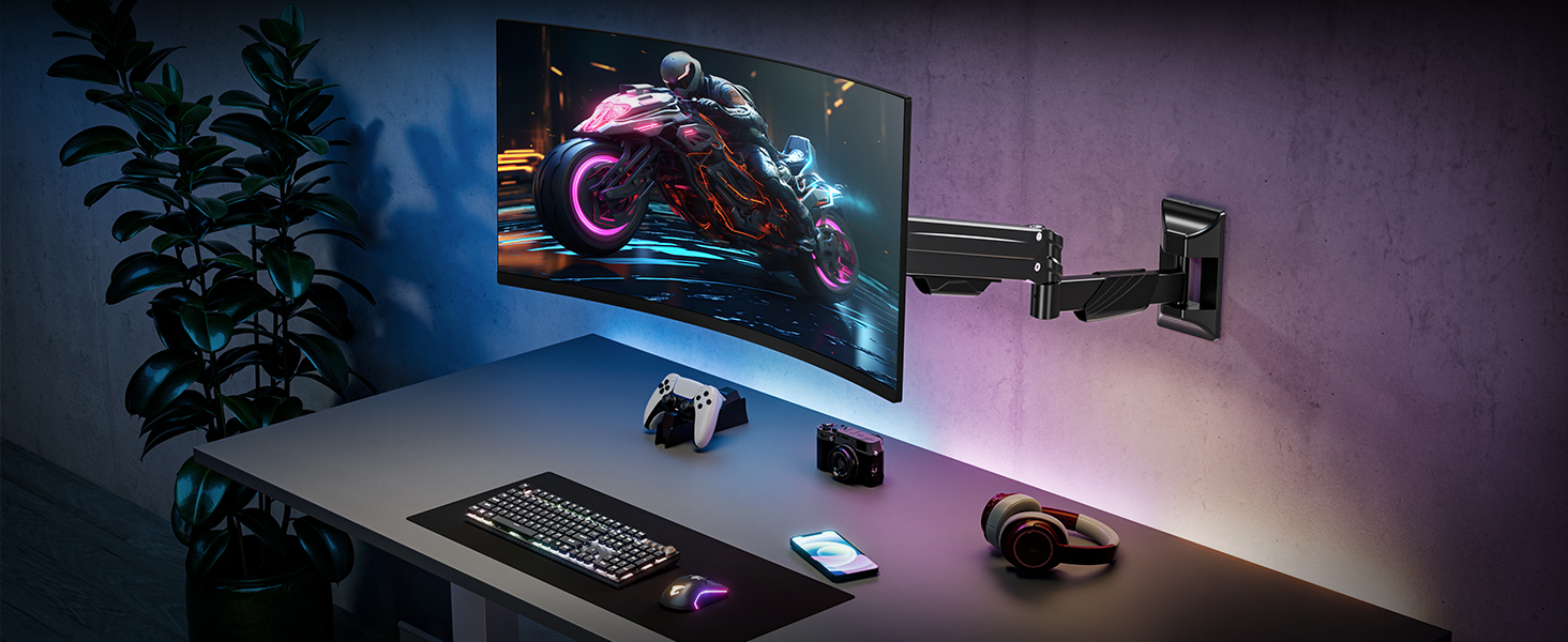 Кріплення для монітора ELIVED для Ultrawide до 43 дюймів, до 15 кг, VESA 75/100/200mm, регульована висота, газ-амортизатор, EV3421B