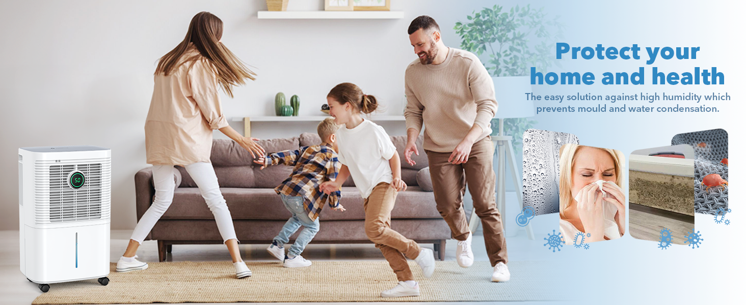 Електричний осушувач повітря 16л/24г з цифровим дисплеєм, таймером та безперервною подачею, для дому/підвалу